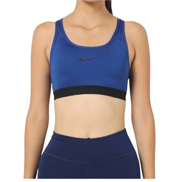 NIKE Pro Racerback Sports Bra with Brand Logo, Royal Blue, Small - Picture 10 of 13